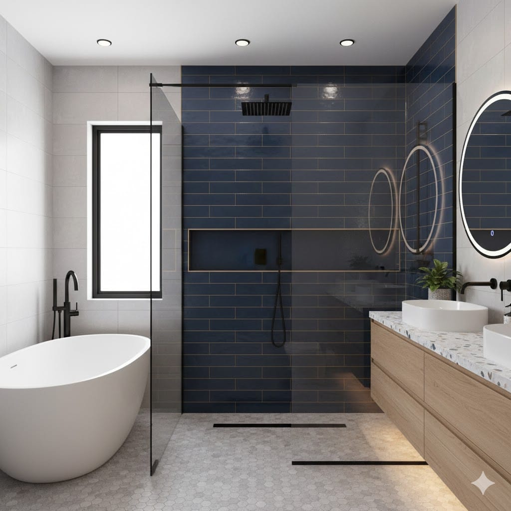 Glass shower doors Oak Lawn Custom shower door measured and installed for a Chicago bathroom