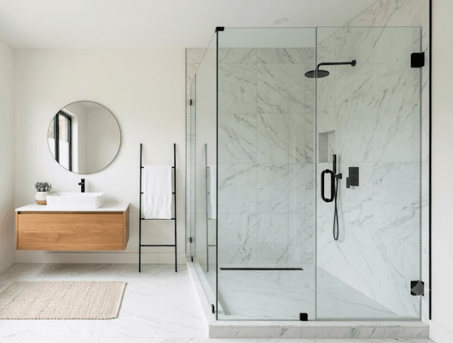 Glass shower door installation in Burbank