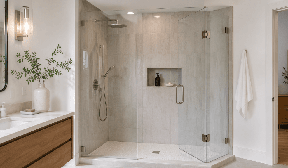 Semi-frameless shower doors