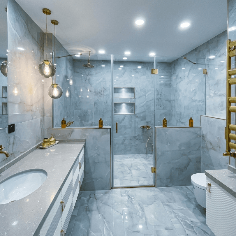 frameless glass shower doors Precision shower door hardware and hinge installation detail