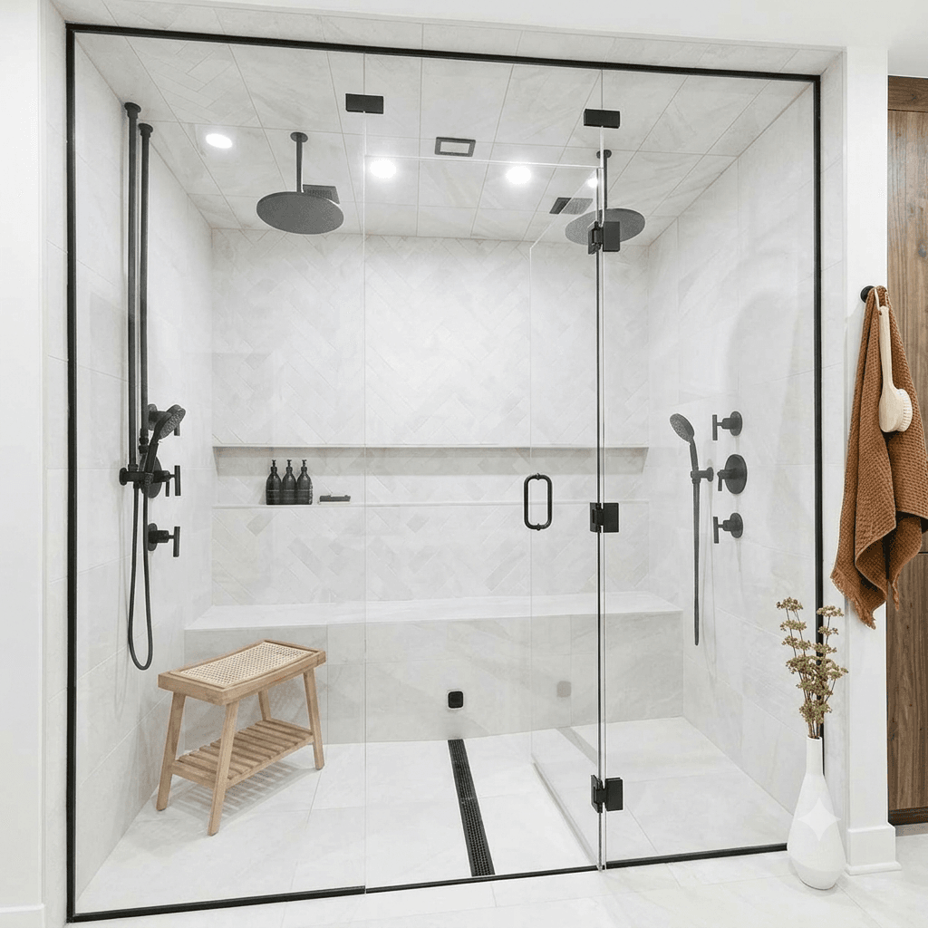 Glass shower door repair and hardware adjustment by an AMG technician