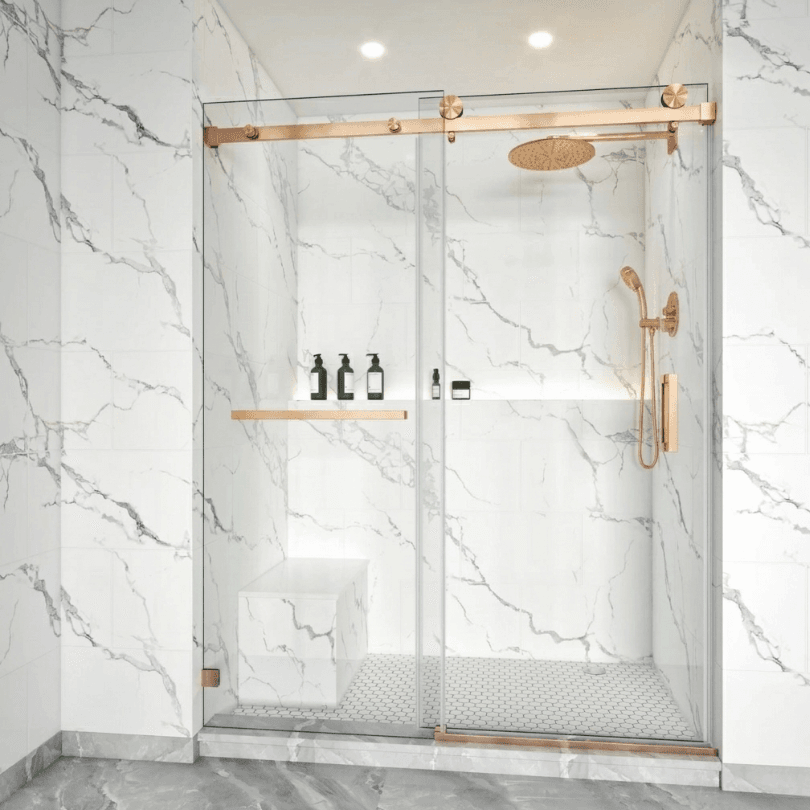 glass shower doors fabrication and installation Custom frameless glass shower enclosure installed in a Chicago bathroom